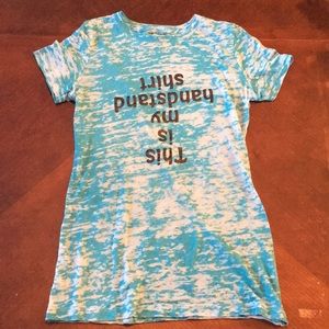 Blue burnout handstand shirt
